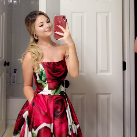 red roses prom dress
